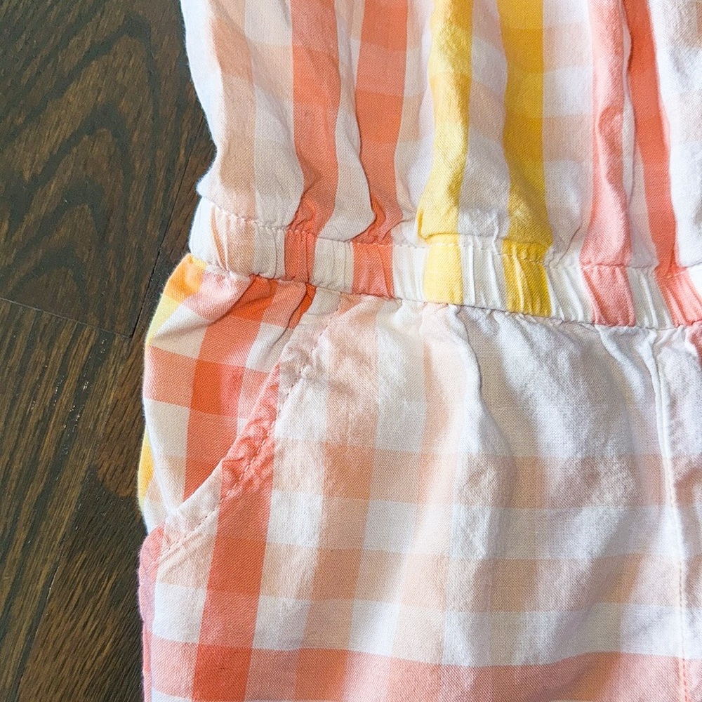 OshKosh B’gosh Pink & Yellow Plaid Sleeveless Romper | 18M - Picture 3 of 8